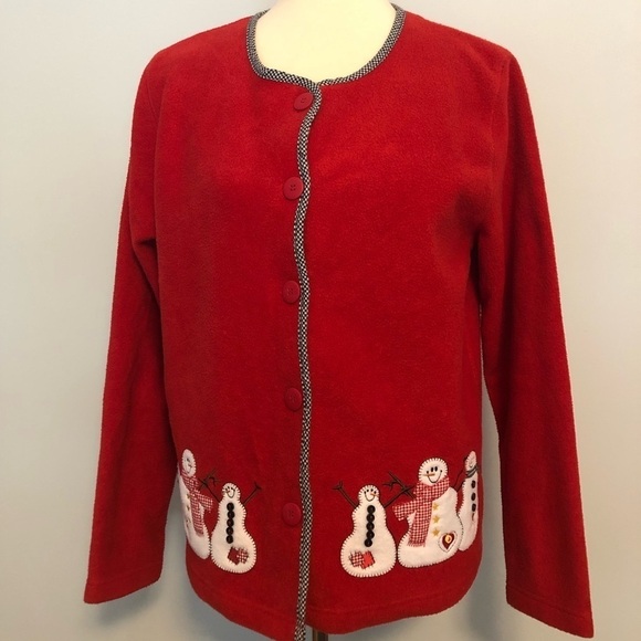 Really Ugly Vintage Christmas Sweater/ Button Down Red Cardigan. Size Medium. - Picture 3 of 13